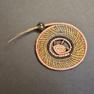 Small pine woven wall piece with glass beads